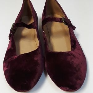 Madewell size 9 Pinot Noir velvet Mary Jane flats